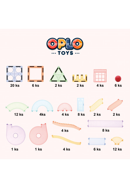 Magnetická stavebnica - Guľôčková dráha Macaron 108 KS