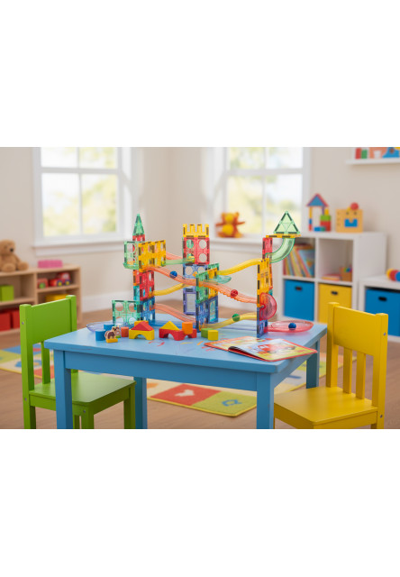 Magnetická stavebnica - Guľôčková dráha Macaron 108 KS