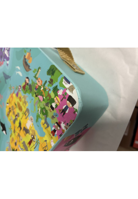 Detské obojstranné puzzle Zemeguľa v kufríku 208 dielov od 6 - 9 - Poškodený obal