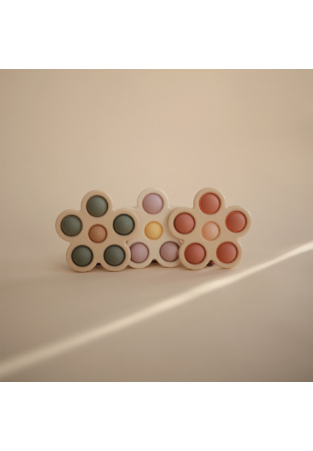 Silikónový kvietok s tlačidlami pop-it mushie - soft lilac/ pale daffodil/ ivory