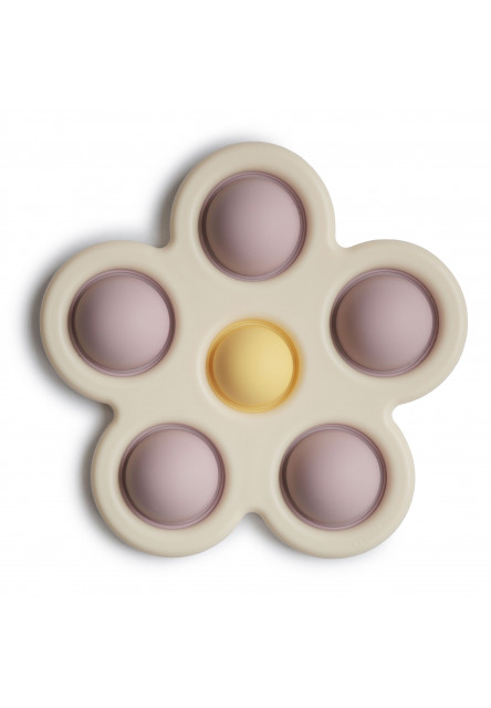 Silikónový kvietok s tlačidlami pop-it mushie - soft lilac/ pale daffodil/ ivory