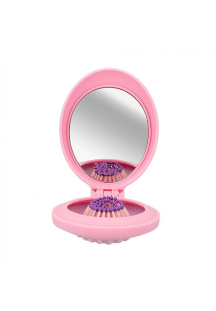 ASST | Skladacia kefa na vlasy so zrkadielkom - Rúžová