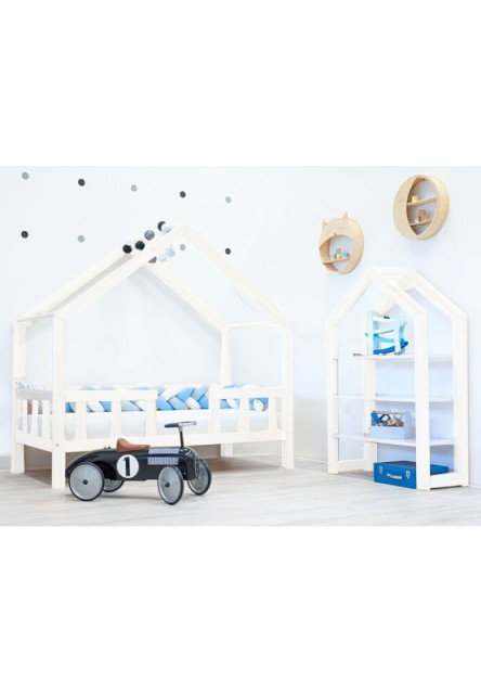Domčeková posteľ dominant so zábranou premium biela rozmer lôžka: 90 x 190 cm, šuplík, nožičky: s nožičkami a so šuplíkom