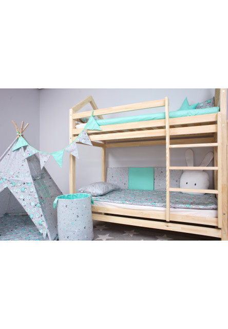 Domčeková posteľ poschodová s voliteľnou spodnou zábranou Premium rozmer lôžka: 90 x 190 cm, zábrany: žiadna