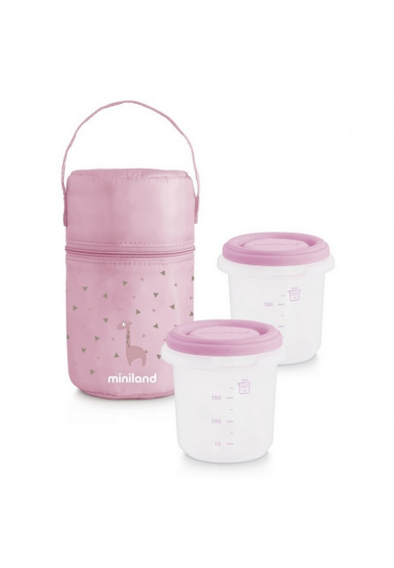 Termoizolačné puzdro + tégliky na jedlo Pink 2ks Miniland