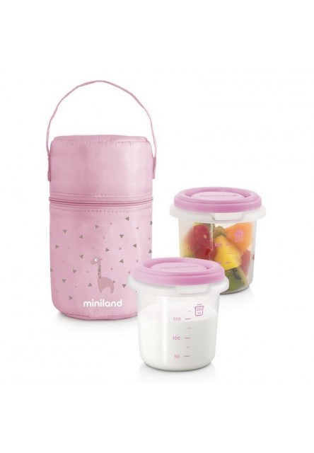 Termoizolačné puzdro + tégliky na jedlo Pink 2ks
