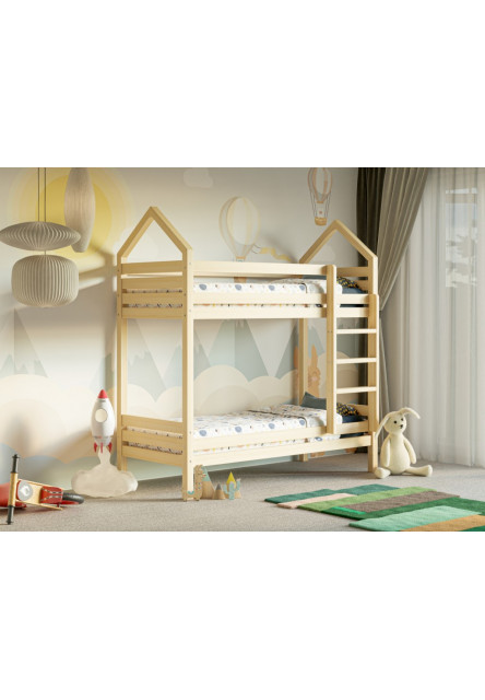 Domčeková posteľ poschodová s voliteľnou spodnou zábranou Premium rozmer lôžka: 70 x 140 cm, zábrany: zadná