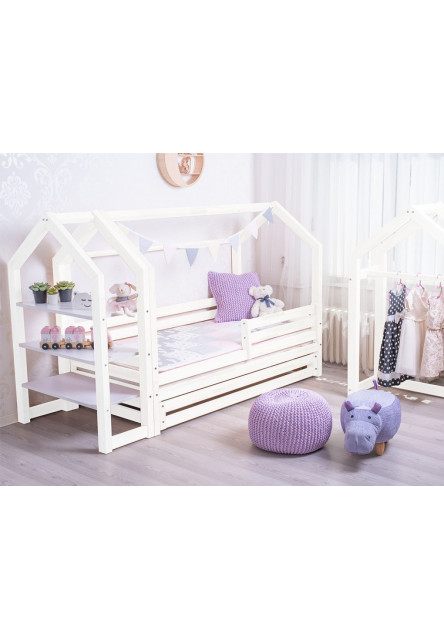 Domčeková posteľ Premium so šuplíkom biela rozmer lôžka: 80 x 160 cm, šuplík, nožičky: s nožičkami a so šuplíkom, zábrany: obe