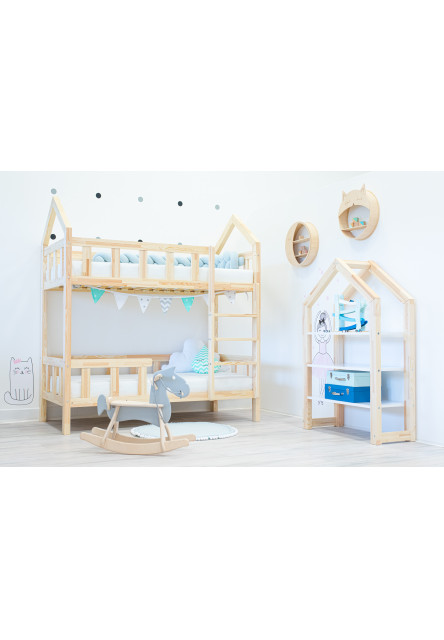 Domčeková poschodová posteľ Premium so zvislou zábranou Elis Design rozmer lôžka: 100 x 200 cm