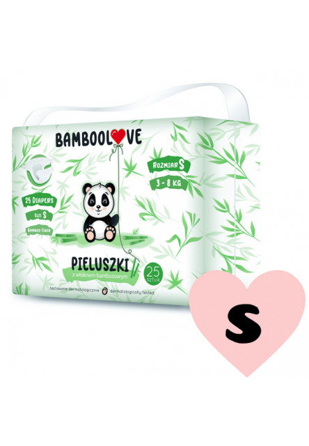 Plienky jednorazové bambus veľ. S 3-8 kg 25 ks Bamboolove