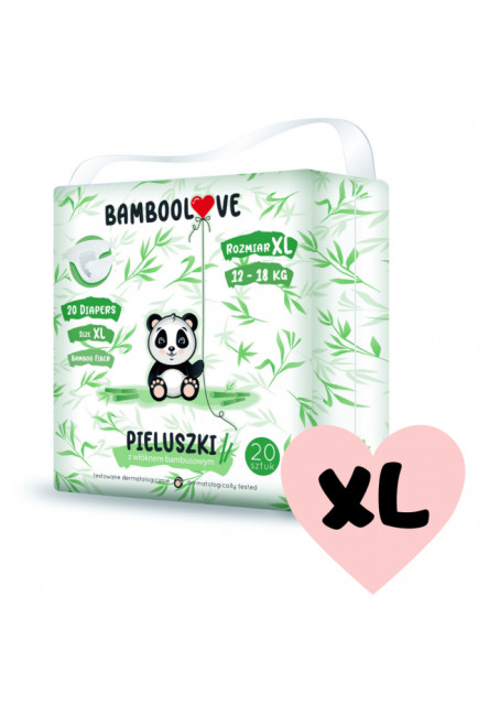 Plienky jednorazové bambus veľ. XL 12-18 kg 20 ks Bamboolove