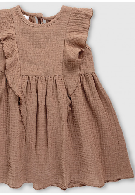 Béžové detské šaty z mušelínu
