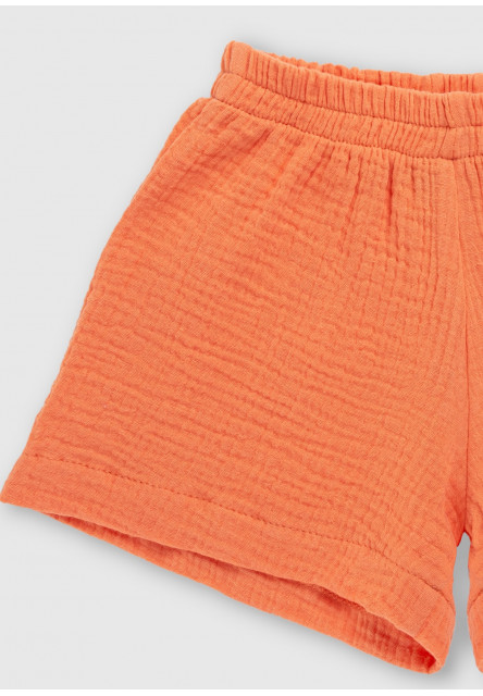 Palma - detské šortky z marhuľovo oranžového mušelínu