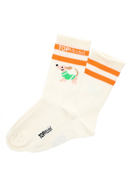 Ponožky s jazvečíkom - Vanilkové + oranžové prúžky Top Model