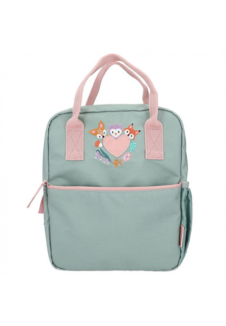 Detský batôžtek - Zeleno-ružový, so zvieratkami