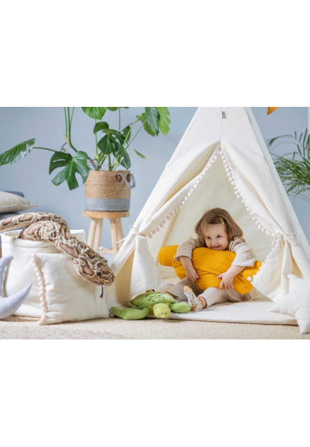 Set teepee stan Krémový s bambuľkami variant: luxury