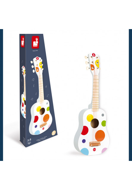 Drevená prvá gitara pre deti Confetti s reálnym zvukom 6 strún od 3-8 rokov - Poškodený tovar č.2
