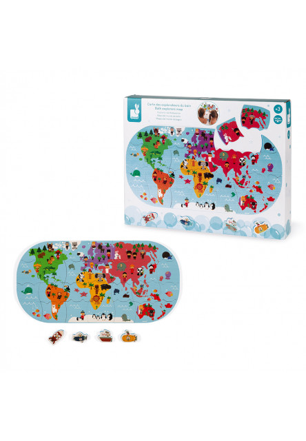 Hračka do vody puzzle Mapa sveta 28 ks - Chýbajúci dielik