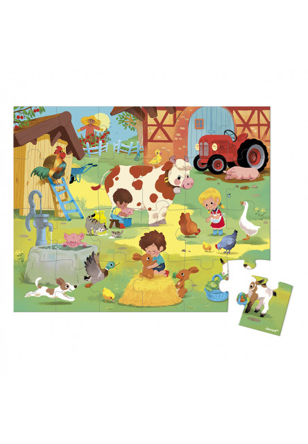 Puzzle Deň na farme v kufríku 24 ks - Poškodené
