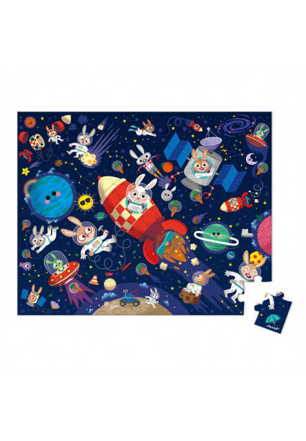 Puzzle v kufríku Raketa vo vesmíre 54 ks - Poškodená krabica