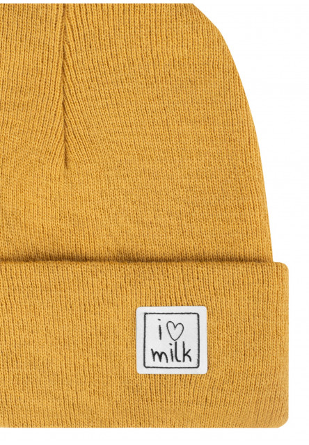 Zimná žltá detská čiapka I love milk