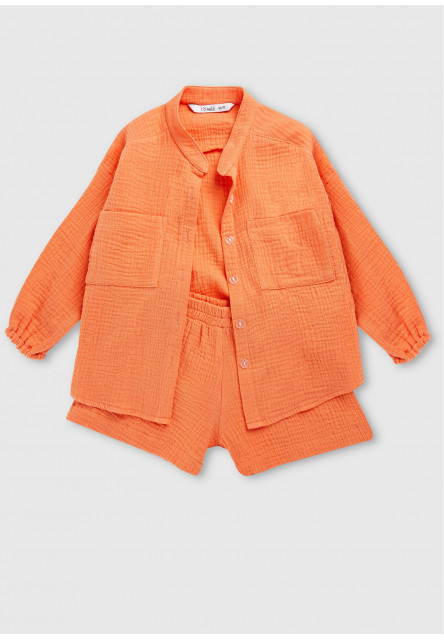 Palma - detská košeľa z marhuľovo oranžového mušelínu