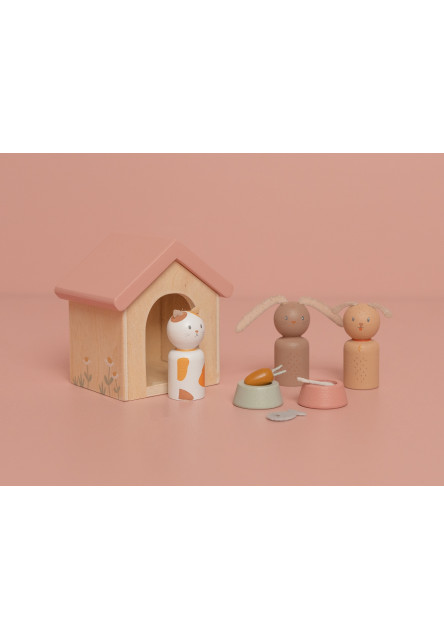 Sada domácich miláčikov do domčeka pre bábiky drevená