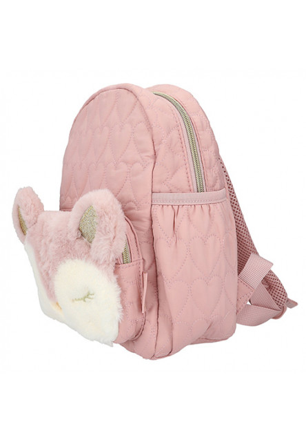 Prešívaný batôžtek - Ružový, s plyšovou spiacou líškou