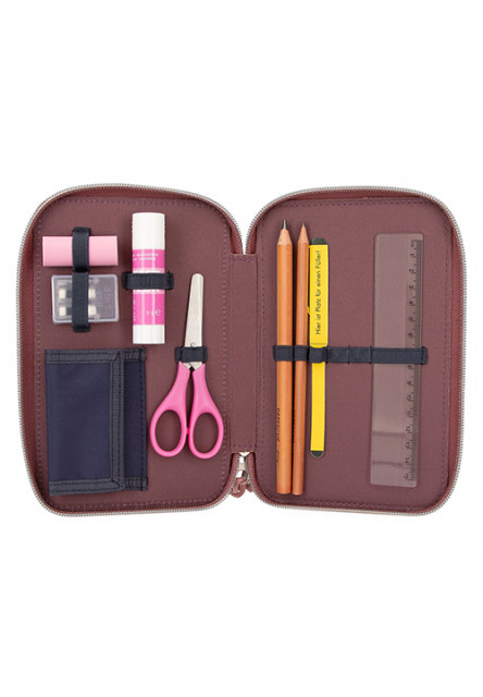 Peračník 3 poschodia s výbavou a motívmi koní - Modro-vínový