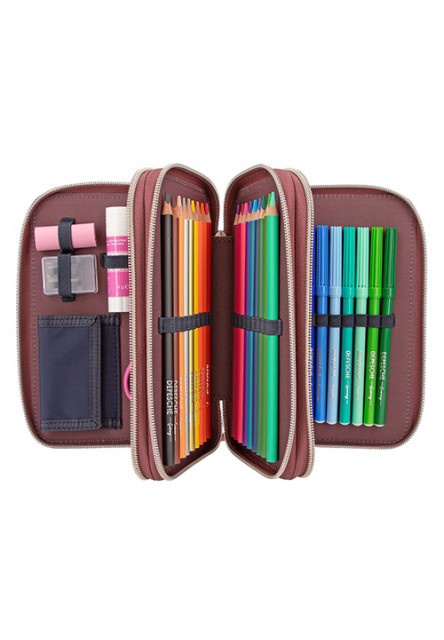 Peračník 3 poschodia s výbavou a motívmi koní - Modro-vínový