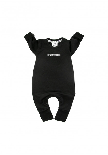 Black "HEARTBREAKER" long sleeves romper I love milk