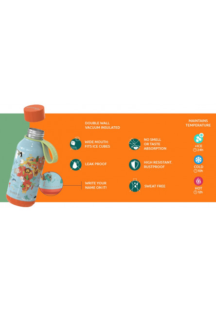 Nerezová termofľaša Solid Kids s pútkom Zebras 330 ml