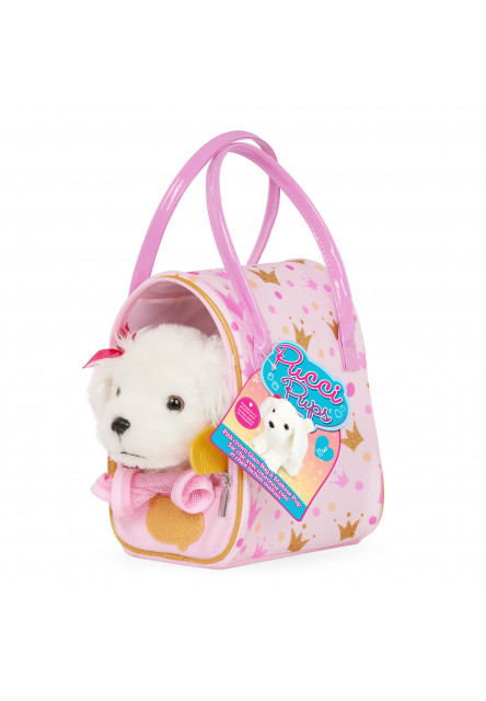 Psík biely v taške Pink Crown Glam Bag