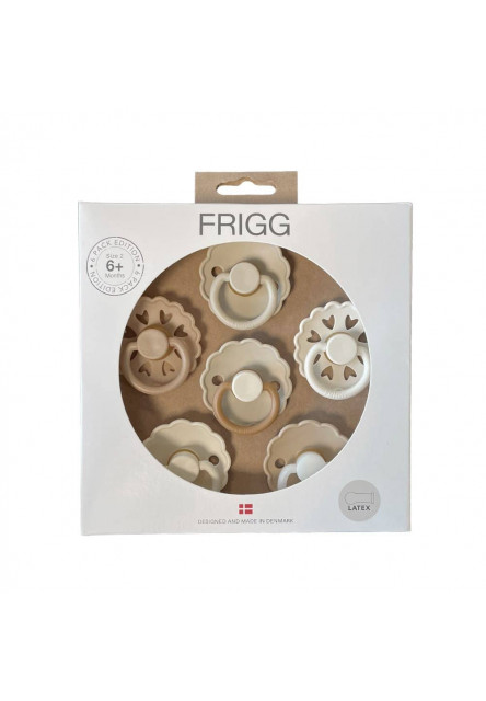 šesťbalenie okrúhlych cumlíkov frigg cinnamon charm, 6-18m, kaučuk Frigg
