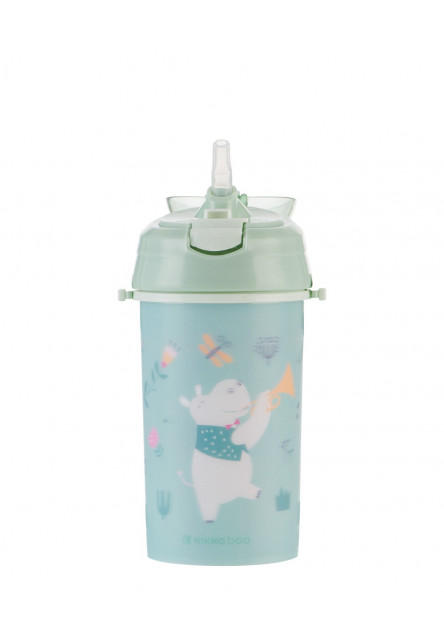 Hrnček so silikónovou slamkou a popruhom 450ml Music Fest Mint