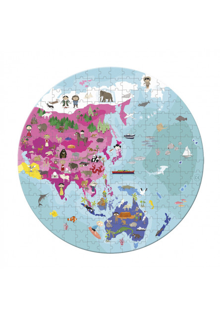 Detské obojstranné puzzle Zemeguľa v kufríku 208 dielov od 6 - 9 - Poškodený obal