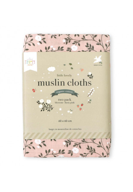 Mušelínové plienky, blossom - dusty pink - 2 ks