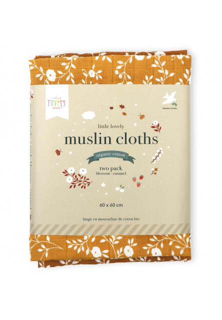 Mušelínové plienky, blossom - caramel - 2 ks