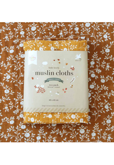 Mušelínové plienky, blossom - caramel - 2 ks