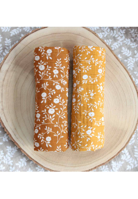 Mušelínové plienky, blossom - caramel - 2 ks