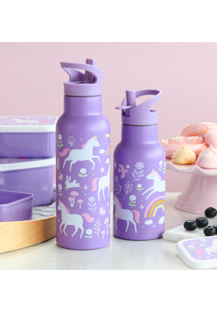 antikorová fľaša na pitie, 500 ml - jednorožce a dúha