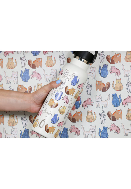 Termofľaša 600 ml Cats White