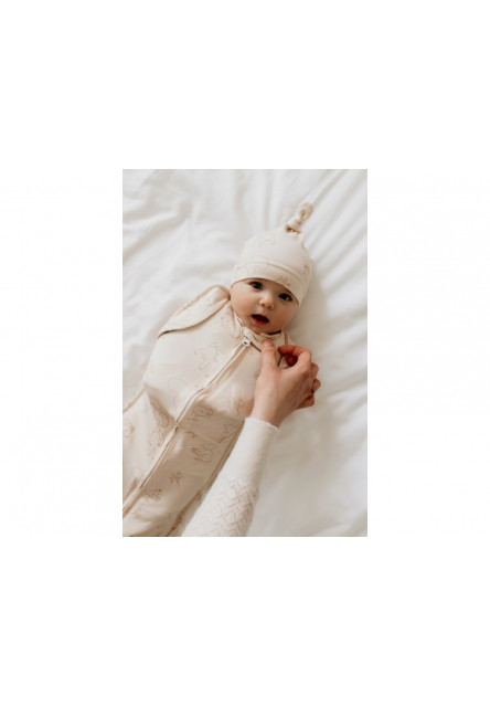 Zavinovačka Sleepee Second Step Swaddle s čepičkou zdarma Ivory Forest