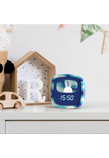 Budík a noční světlo MOB Billy Clock and light - Blue Waves