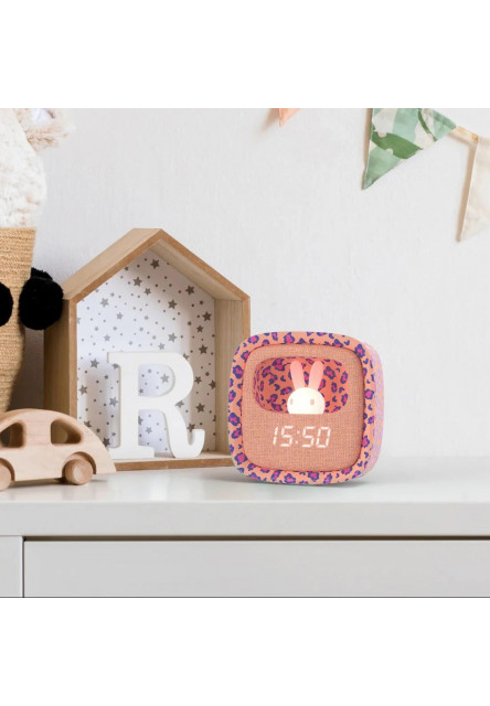Budík a noční světlo MOB Billy Clock and light - Leopard Rose
