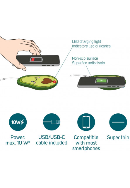Bezdrôtová nabíjačka Legami Super Fast - Wireless Charger - Avocado