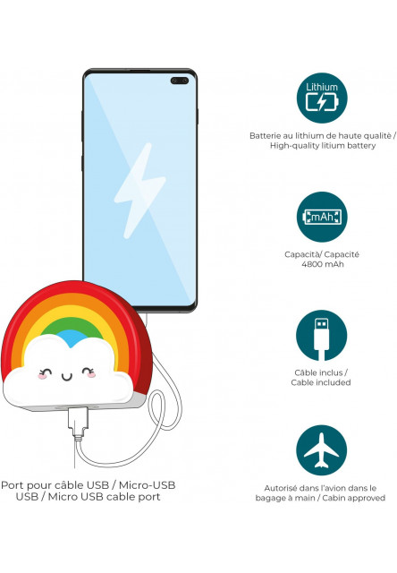 Detská powerbanka Legami 4800 mAh - dúha