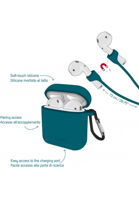 Puzdro na slúchadlá Legami Kit airpod 1-2 case - petrol blue