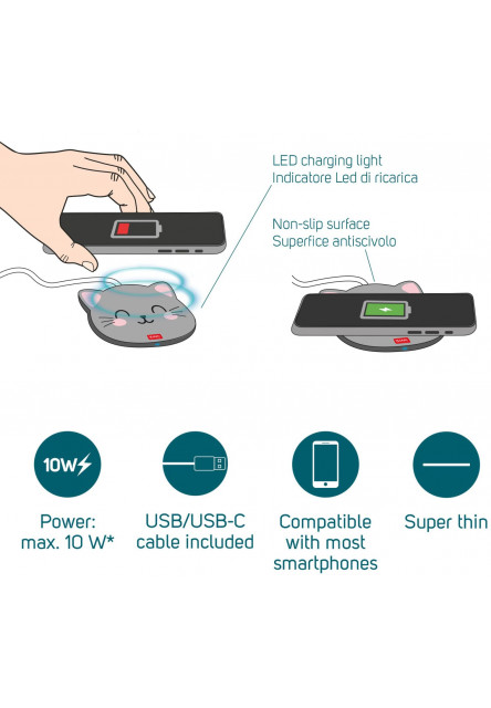 Bezdrôtová nabíjačka Legami Smartphone Wireless Charger - Super Fast - Kitty