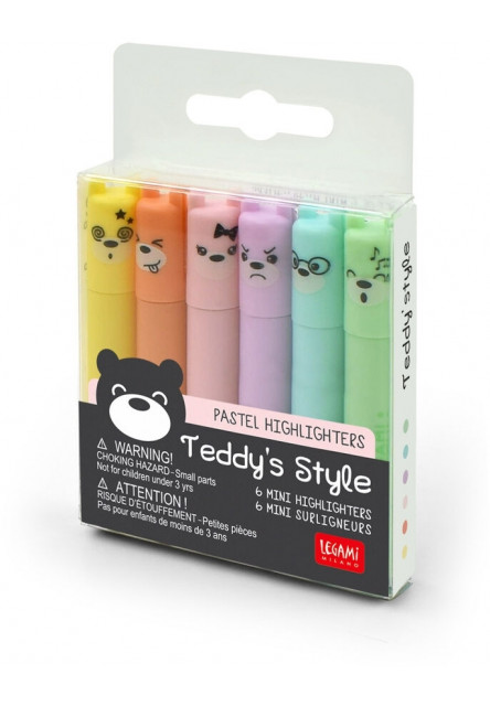 Súprava zvýrazňovačov Legami Teddy' S Style - Set Of 6 Mini Pastel Highlighters